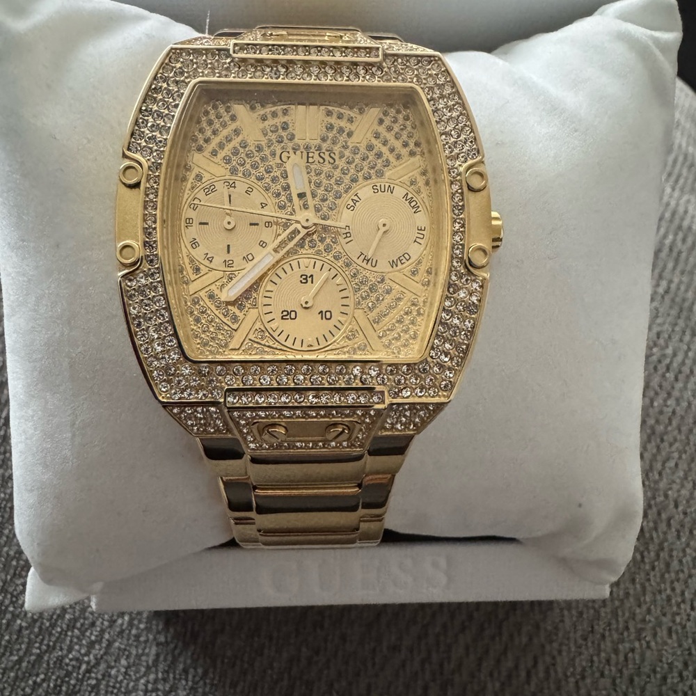 GUESS Gold-Tone Men's Watch with Crystal Accents